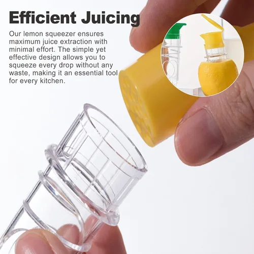 Miniatura 5 de CoguZed Paquete de 2 exprimidores manuales de limón y lima, mini exprimidor portátil de cítricos con tapa para extracción de jugo fresco