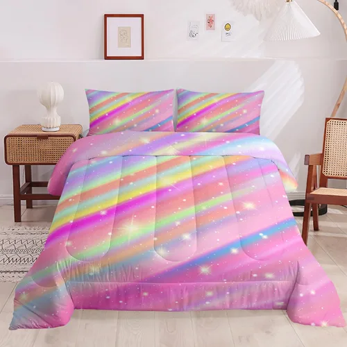Miniatura 42 de Juego de edredón floral colorido de 3 piezas, juego de ropa de cama botánica bohemia tamaño queen, diseño boho de granja con flores y hojas impresas