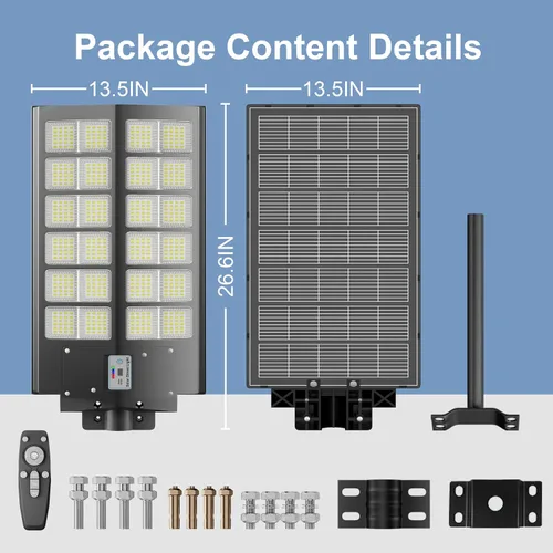 Miniatura 8 de Luz de calle solar de 9000 W, luces solares de calle al aire libre 120000 LM, luz de estacionamiento comercial 7000 K, luces de inundación