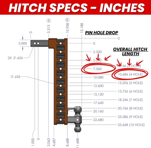 Miniatura 3 de GEN-Y GH-514 MEGA-Duty - Enganche de caída ajustable de 7.5 pulgadas con doble bola GH-051 para receptor de 2 pulgadas, capacidad de remolque