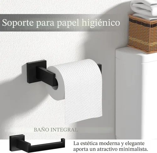 Miniatura 4 de Juego de accesorios de baño negro mate de 10 piezas, juego de barra de toalla de baño de 23.6 pulgadas, juego de hardware de baño de acero