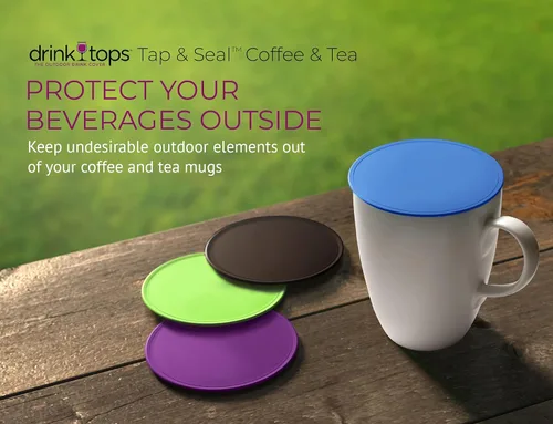 Miniatura 2 de Drink Tops Tap and Seal Fundas de café y té, succiona suavemente las tazas para mantener las bebidas más calientes durante más tiempo y reducir