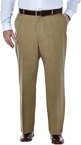 Miniatura 21 de Haggar Pantalón casual para hombre de alta calidad, sin planchado, color caqui, ajuste clásico, parte delantera plana