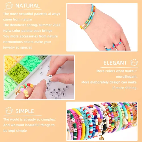 Miniatura 6 de SJZWSD Kit de 6 cajas para hacer pulseras de la amistad, colección de 16,000 cuentas de arcilla, semillas y vidrio, cuentas de letras, dijes