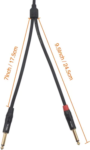 Miniatura 4 de DISINO 1/8 pulgadas TRS Stereo a Dual 1/4 pulgadas TS Mono Y-Splitter Cable 0.138 in Aux Mini Jack Stereo Breakout Cables de camino - 10 pies