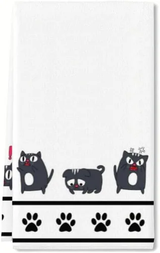 Divertidas toallas de cocina para gatos, toallas de mano con patas de gato, paño de microfibra de secado rápido para cocina, toallas de mano con