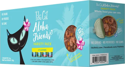 Miniatura 14 de Tiki Cat Aloha Friends, atún y calabaza, sin granos y alta humedad, alimento húmedo para gatos para todas las etapas de la vida, latas de 5.5 onzas