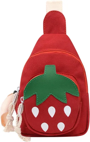 Hiflyer Sling Bag Bolso de hombro Bolso de pecho, Mochila pequeña Bolsa de eslinga, Bolso Kawaii Mochila Kawaii Mochila Mochila Sling, Rojo Fresa,