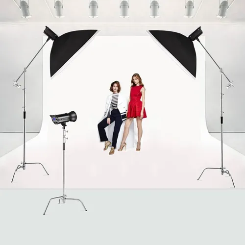 Miniatura 7 de Soporte en C resistente con brazo de pluma, soporte de luz de fotografía resistente de acero inoxidable, altura ajustable de 4.9 pies a 10.8 pies