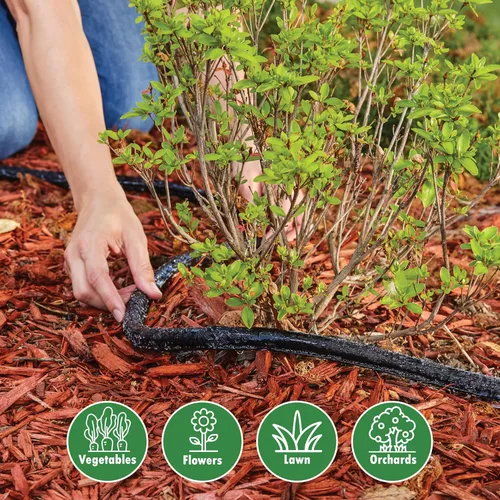 Miniatura 5 de Gilmour 25' Negra Manguera de Remojo Plana para Camas de Jardín, Manguera de Riego por Goteo para Exteriores, Manguera de Jardín Flexible