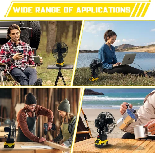 Miniatura 3 de F-an inalámbrico portátil para batería Dewalt de 20 V, ventilador inalámbrico alimentado por Ba-ttery, ventilador de motor sin escobillas de 20 W
