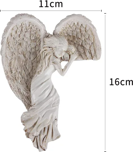 Miniatura 7 de Marco de puerta de ángel, estatua en forma de corazón, escultura de alas en tu esquina, izquierda o derecha, figura de ángel de resina, decoración