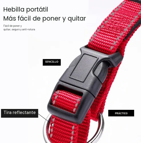 Miniatura 4 de Collares reflectantes personalizados para perros con nombre y número de teléfono bordados, de neopreno suave, acolchado, de nailon transpirable