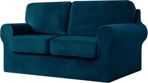 Miniatura 52 de UNBBRRL Fundas de sofá de 3 piezas para sofá, funda de terciopelo elástico para sillón con 1 funda de cojín de asiento y 1 funda de respaldo