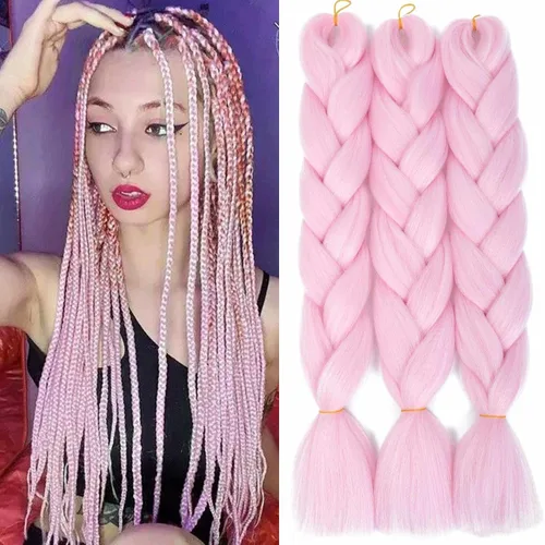 Miniatura 12 de Extensiones de cabello sintético para trenzar ombré, extensiones de cabello sintético jumbo para trenzas, de alta temperatura