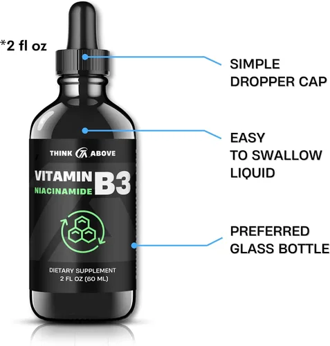 Miniatura 4 de Think Above Vitamina B3 Niacinamida Líquido – Forma de Niacina B3 – Prácticas gotas de Niacinamida de Vitamina B3 para Mujeres y Hombres – Fácil
