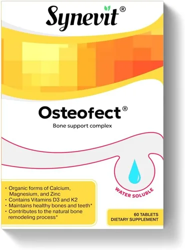 Osteofect Complejo de apoyo óseo, calcio orgánico con vitamina D3 y K2, magnesio y zinc, apoya huesos y dientes saludables, 60 cápsulas vegetales