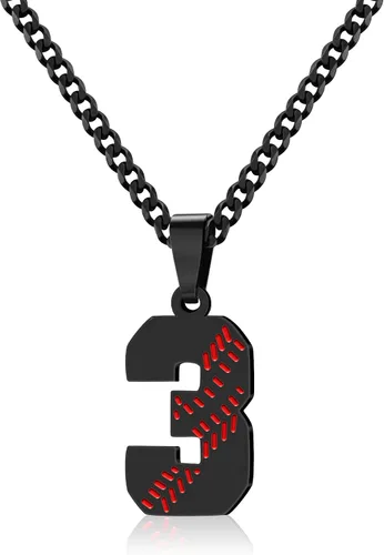 Miniatura 57 de Btysun Collares de béisbol de béisbol número 0-99 dijes de acero inoxidable para hombres, regalos de béisbol, papá, marido, regalo de Navidad