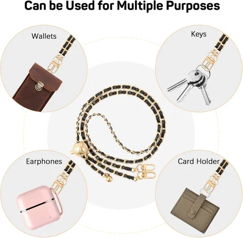 Miniatura 5 de MoKo Correa cruzada para teléfono, cadena universal para iPhone, Samsung, la mayoría de los teléfonos inteligentes, 1 correa para el cuello, 1