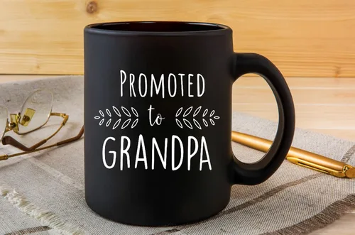 Miniatura 4 de Anuncio de embarazo para abuelos - Tazas de café negras de 11 onzas con texto en inglés "Grandma To Be & Grandpa to Be", idea de revelación