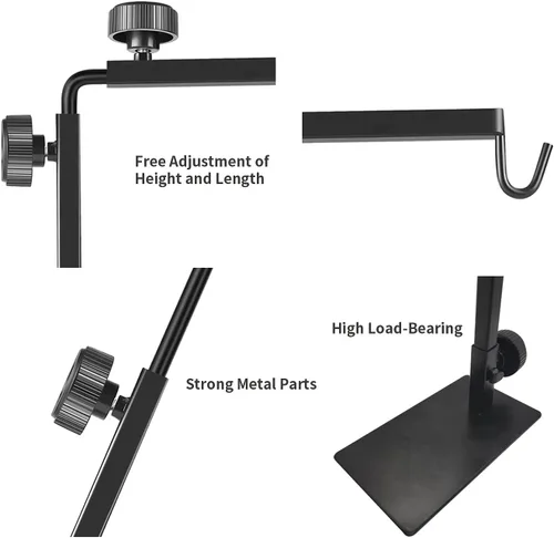 Miniatura 4 de Soporte para Lámpara de Reptil, Cúpulas Ajustables de 16-31 Pulgadas, Soporte de Metal con Bracket de Piso Portador de Luz para Iluminación
