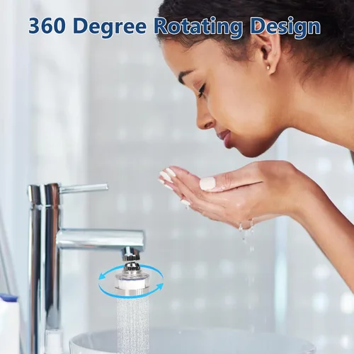 Miniatura 5 de Juego de 3 filtros de agua para fregadero y 18 elementos de filtro, filtro de grifo de fregadero giratorio de 360°, filtro de fregadero de baño que