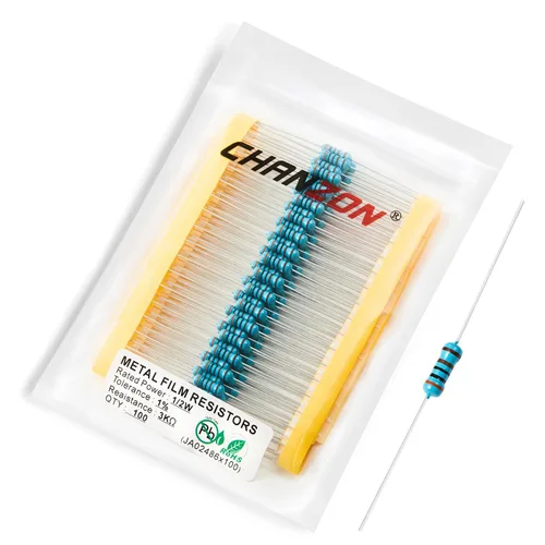 Miniatura 88 de Chanzon - 100 resistencias de película metálica 1/2 W (0.5 W) 10 Ω ohmios ±1% de tolerancia 10R MF, resistencias de agujero pasante con limitación