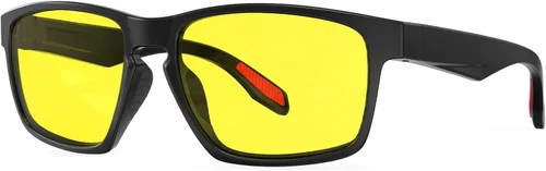 Goiteia Lentes de conducción nocturna para hombres y mujeres, lentes amarillos para días lluviosos, antirreflejos desde los faros delanteros y