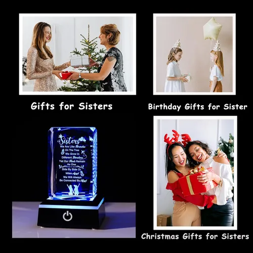 Miniatura 4 de Movdyka Regalos divertidos para hermanas, hermanas grabadas en 3D con base, el mejor regalo único de cumpleaños, Navidad, boda, graduación, hermana