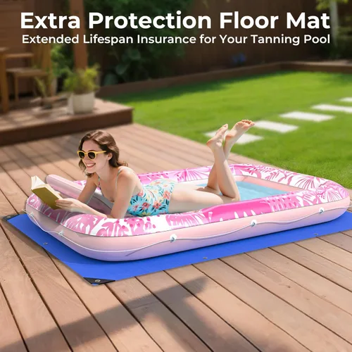 Miniatura 2 de Flotador inflable de bronceado para piscina con lona de protección, flotadores de piscina de 70 x 46 pulgadas para adultos con almohada, flotador 6