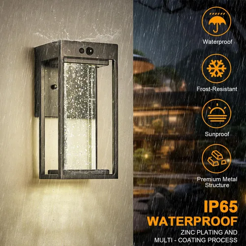 Miniatura 7 de Luz de Pared Solar para Exterior con Sensor de Movimiento de 3 Modos, Sconce Exterior de Cristal con Luz LED de 4000K 250LM para Puerta Frontal