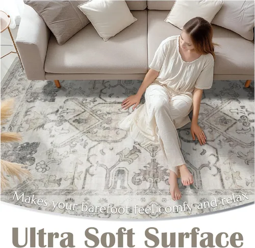 Miniatura 53 de jinchan Lima - Alfombra simétrica floral geométrica lavable, alfombra de entrada de medio círculo de 2 x 3, alfombra de media luna, suave y Azul