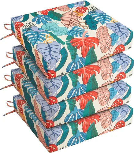 Miniatura 43 de UNIKOME Cojines para sillas de exterior, resistentes al agua, con lazos, relleno de esponja de alta densidad, cojines de asiento cuadrados