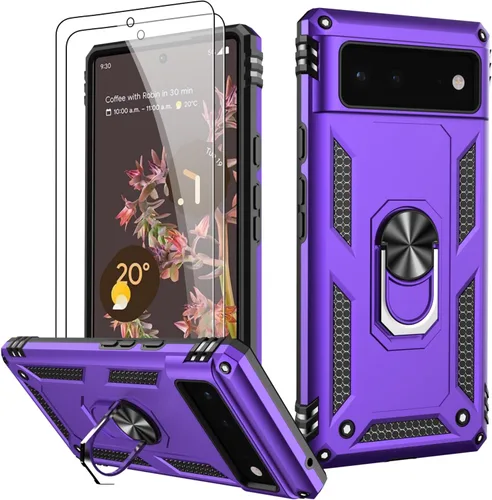 Miniatura 86 de LUMARKE Funda para Google Pixel 5 con protector de pantalla, pasa 16 pies, probada en caídas, grado militar, con soporte de anillo magnético, Rojo