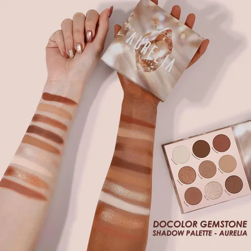 Miniatura 4 de docolor Paleta de sombras de ojos, paleta de 9 colores marrón y cobre con acabados mate y brillante, paleta de maquillaje de ojos altamente