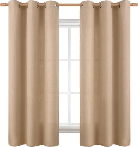 Miniatura 98 de BGment Cortinas de Lino Beige de 63 Pulgadas de Largo 2 Paneles - Tratamientos para Ventanas con Textura de Arpillera Filtrantes de Luz Cortinas