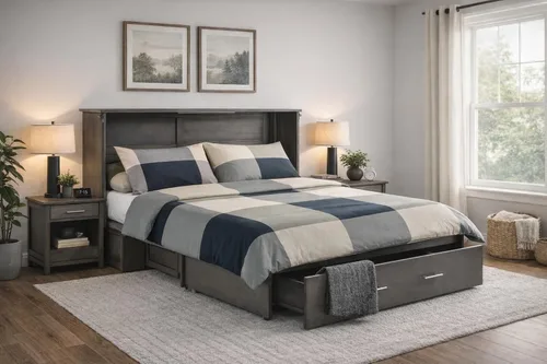 Miniatura 2 de Night & Day Furniture Sagebrush Murphy - Cama de armario con colchón, Queen, lavado a la piedra, número de modelo: MUR-SAGB-QEN-STW y MND-GMF-TRI-QEN
