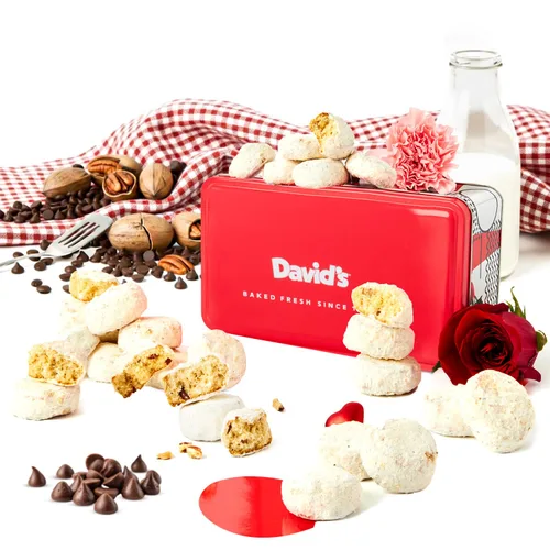 Miniatura 7 de David's Cookies Butter Pecan Meltaways Sweet Sampler Tin - Galletas de mantequilla con nueces pecanas crujientes, suaves y que se derriten