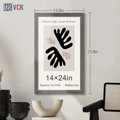 Miniatura 318 de VCK Marcos para póster de madera maciza de 22.375 x 34 pulgadas, marco de fotos A1 negro con montaje en pared, paquete de 3