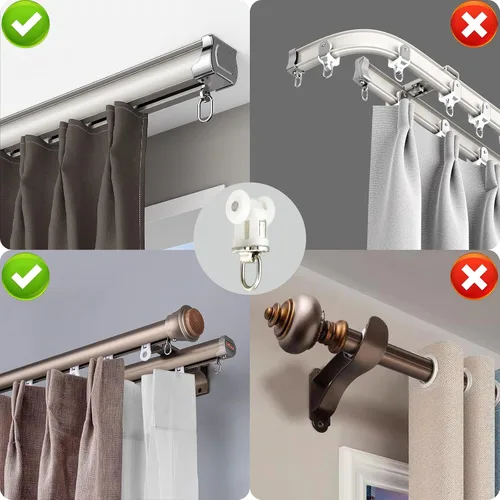 Miniatura 5 de Paquete de 20 rodillos de techo, deslizadores de cortina deslizante con ruedas, ideal para rieles de cortina para techo y divisor de habitaciones
