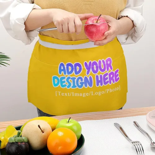Miniatura 111 de AXKEUDO Delantal personalizado con bolsillos, delantales de cintura para camarera para cocinar en casa, restaurante, servir trabajo