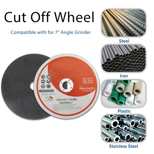 Miniatura 6 de Paquete de 100 ruedas de corte de 7 pulgadas para discos de corte de metal y acero inoxidable para amoladoras angulares de 7 x 1/16 x 7/8 pulgadas