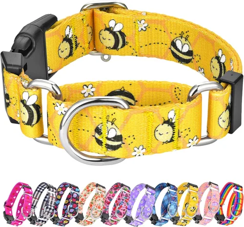 Miniatura 14 de Collar Martingale para perros, collares ajustables de nailon suave con diseño especial lindos patrones para perros pequeños, medianos y grandes Flor