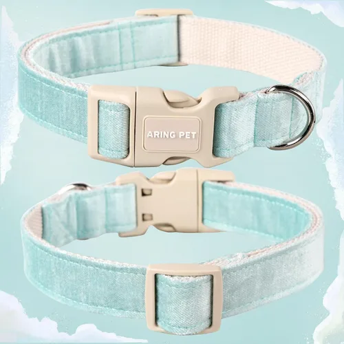 Miniatura 3 de Aring Pet Collar de algodón, ligero y ajustable, con hebilla de liberación rápida para perros pequeños, medianos y grandes, para cachorros, verde