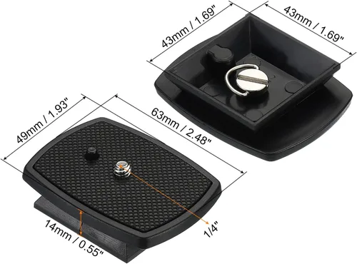 Miniatura 2 de PATIKIL Placa de liberación rápida para trípode, adaptador de trípode de cámara de 1.693 in, placa de montaje de repuesto para trípode modelo 1