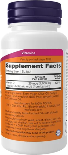 Miniatura 2 de Vitamina D-3 de NOW Foods, NOW1117/490/1501, 1, 1