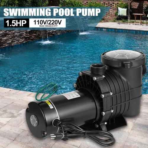 Miniatura 2 de TOPDEEP Bomba de piscina de 1.5 HP para enterrar, bomba de piscina autorecortable sobre el suelo, bombas de piscina de una sola velocidad de doble
