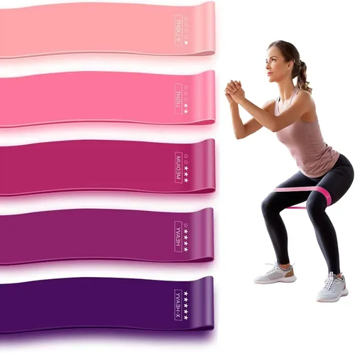 Bandas de ejercicio de resistencia, juego de 5, bandas de resistencia para estiramiento, entrenamiento de fuerza, terapia física, fitness en casa,