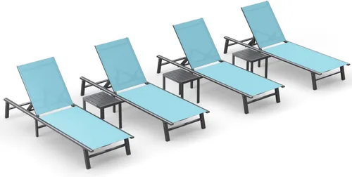 Miniatura 10 de Tumbona de Aluminio para Exteriores - Silla de Descanso Plegable y de Montaje Libre para Exteriores con 5 Respaldos Ajustables, Silla de Patio