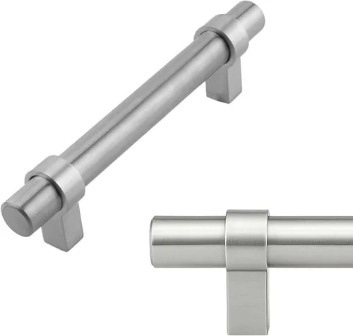 Miniatura 22 de Modket Paquete de 1 manija estilo barra europea de oro cepillado para gabinete de acero inoxidable 304 de 2 pulgadas
